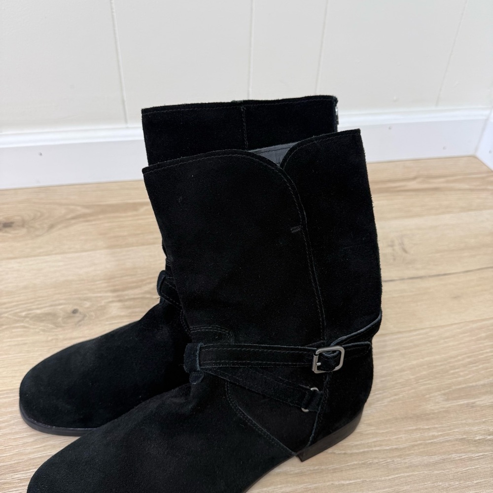 Black Suede Mid-Calf Women's Boots - Picture 3 of 9